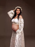 Plataz Under The Fork Pregnant Woman Photo Skirt Photo Dress Drag On The Ground Sub-Body Set 1252 Maternity