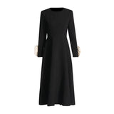 Plataz Elegance Style 2025 Summer New Long Three-Dimensional Flowers Decorated High-Waist Simple Dress Woman