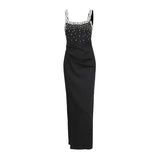 Plataz Temperament Sexy Dress 2025 Summer New Black Diamond Advanced Sensationaled Dresses