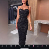 Plataz Tudted In The Middle Of The Waist Slinged Ribbon Dress Celeban Birthday Party Dinner Dress