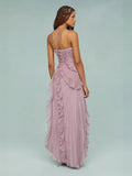 Plataz For High-End Chiffon Dress Women Lotus Edge Folding Design Thin Long Dress Fast Fashion HZ0628