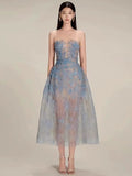 Plataz 2025 Three-Dimensional Flower Lace Perspective Yarn Dress Dress Dress Dress Dress Woman