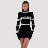 Plataz Fashion Water Drill Bandage Dress Temperament Tight-Buff Party Dress Dress