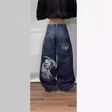Plataz New Y2k High Street Gradient Loose Straight Jeans Men And Women's Same Trendy Jeans DJPT