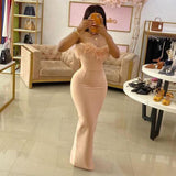 Plataz Braided Tat-Carnated Feathers Elegant Tight-Bossed Party Party Dress Dress