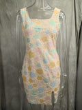Plataz 2025 New Colored Flower Shaped Squins Open Forked And Busted Sexy Dress LX0151