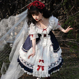 Plataz Court White Snowy Lolita Women's Short-Sleeved Dress Everyday Cute Lolita Sweet Dress 6345