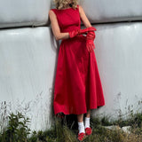 Plataz Women's Hepburn Style Solid Round-Neck Sleeveless Dress In Autumn 2024