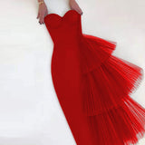 Plataz Banded Dress Summer New Temperament Sex High-Waisted Dinner Dress Brat Mesh Dress