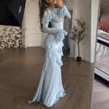 Plataz Temperament Autumn And Winter New Women's Clothing Stitching Rules Lotus Leaf Lace Bag Hip Dress