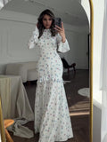 Plataz 2024 Gentle Wind Small Fresh Flowers And Leaves Long Dress