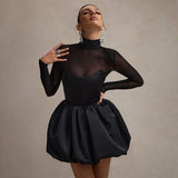 Plataz Autumn 2025 New Style Style Style Body Soaking Hem Net Yarn Sexy Dress Woman DJPT