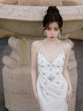 Plataz Shuxin's Design Of The Same Water-Drilled Sling Dress Female Senior Sense V-Neck Body Banquet Bag-Gown Dress Dress