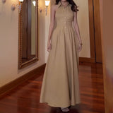 Plataz Fashion Temperament In The Fall Of 2024, The Back Of The Solid Color Dress