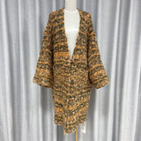 Plataz Autumn Yellow Striped Lazy Knitted Cardigan High Sense Gentle Loose Coat