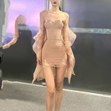 Plataz Minority Sexy Sling Dress With Breast-Wearing Women's French Fish Bone Thin-Skinny Dress Bag Hip Skirt Skirt