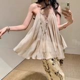 Plataz And Summer New Loose Slings Bare Back Hanging Neck Vest Top Woman
