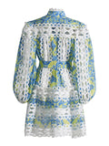 Plataz Bohemian 2025 Summer New Neck Lantern Sleeves With Hollow Print Dress Woman