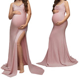 Plataz Out-To-Shoulder Temperament Evening Dress Photo Drag Sexy Slings High-Opening Buttocks Dress Maternity