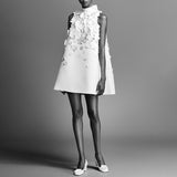 Plataz Design Famous Style Dress 2025 Spring New Three-Dimensional Flowers Sleeveless A-Shaped Dress Woman