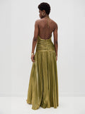 Plataz Women's Metallic Metallic Folding Fork With Hanging Neck Dress Sleeveless Back 8155 HZ0628
