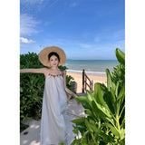Plataz Holiday Wind Two Sets Of Women's Summer 2024 New Hollow Lavender Sling Dress