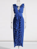 Plataz High-Sensing Dress Woman 2025 New Deep V-Neck Hollow Open Fork Dress Dress Dress
