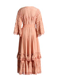 Plataz Holiday Dresses In The Wind 2025 Summer New V-Neck Embroidered Button High-Necked Dresses