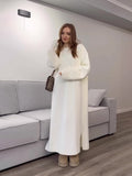 Plataz 2024 Knitted Cover Korean Version Of Fashion Temperament Round Long Loose Dress