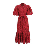 Plataz Vintage Elegant Dress 2025 Summer New Single-Rebutted Embroidered Printed Dress With Short Sleeve Dress Woman