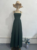 Plataz Slings Press Fresh Dress Femininity Summer Temperament A Word Dress Green