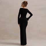 Plataz Autumn 2025 New Bag Ass Dress Temperament Sexy Body-Slanted Shoulder Open Skirt Dress Woman DJPT