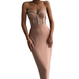 Plataz Solid Temperament Palette With Bra Strap Dress Sexy Diamond Party Dress Dress
