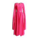 Plataz Elegant Style Dress 2025 Spring New Round Horn Sleeves Big Swing Dress Dress Woman
