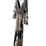 Plataz New Elegant V-Neck Print Blouse Dress