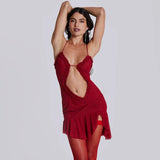 Plataz New Spring Women's Sexy Hottie Sleeveless Sling Net Bare Umbilly High Waist Repair Dress DJPT