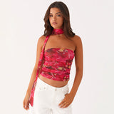 Plataz Women's Summer New Color-Collision Printing Sleeveless Body Repair Waistcoat DJPT