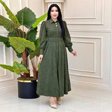 Plataz 2024 New Elegant Temperament Belt Belt Solid Color Collar Dress