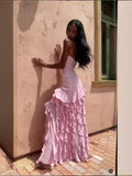 Plataz Summer Explosion Sexy Chest Repair Wooden Ear Side Open Temperament Evening Dress Dress Dress DJPT