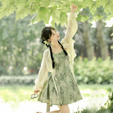 Plataz Design Bamboo Chinese Style Improvement Chinese Elements Women's Coat Sling Skirt Set 9288