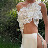 Plataz 2024 New Sexy Hot Babes Bare Back Lily With Open-Fork Solid Dress Suit HZ0628