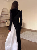 Plataz Autumn Fashion Temperament Long-Sleeved Splicing Design Folding Fake Two-Piece Dress