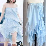 Plataz 2025 Spring And Summer New Holiday Wind Three-Dimensional Flowers Hanging Neck Lotus Leaf Side Dress