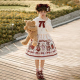 Plataz Design Winter Gift Sling Skirt Elegant Temperament Lolita College Style Two-Piece Set 6320