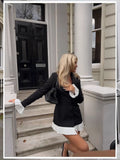 Plataz Spring And Summer Waist Black And White Bump Color Pressure Folding Folding Temperament Suit Dress Short Dress LX0115