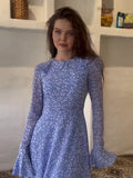 Plataz White-Wave Dot Splicing Lotus Leaf Sleeve Doll Collar Sweet Long Sleeve Thin Small Dress