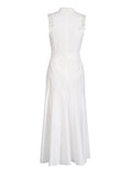 Plataz Style Dress 2025 Spring And Summer New Sleeveless Collar Sexy Lace Hollow Lotus Leaf Dress
