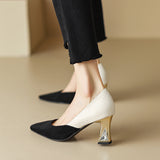 Plataz Large-Size Shoes Small Fragrant Wind Sharp High Heels New Women's Shoes Light Color Fashion Single Shoes High Quality Shoes