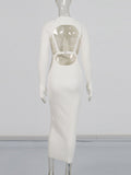 Plataz Temperament Famous Wind Dress 2025 New Round Neck Chest Hollow High-End Long-Sleeved Knitted Dress