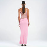 Plataz Women's Sling Lace Tight Dress Spliced Fall Fishtail Dress DJPT